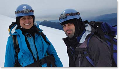Ana and Andrew much higher on the mountain.  It was not to be our day for the very summit, but great effort by the entire team.