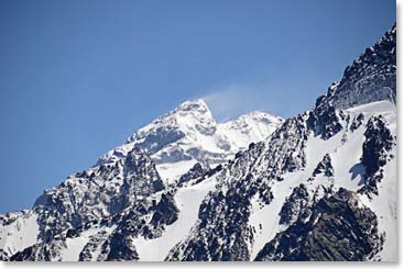 The wind blowing off the summit of our mountain gave us pause, but it was a beautiful and inspiring sight.