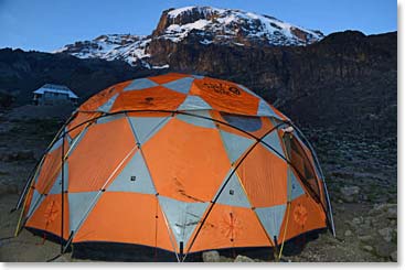 Our large dome tent will be the scene of means and time spent relaxing together.
