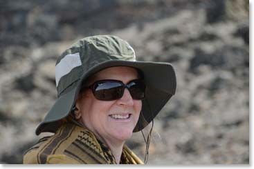 Susan arriving at our high camp below the Crater