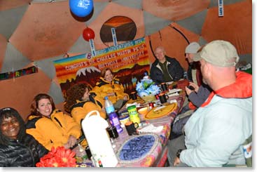 As the team showed up for dinner, John Denver was on the speaker IPod.  On his first Kilimanjaro climb Wally had impatiently told Doc to turn “Rocky Mountain High” off at this very same camp. 
