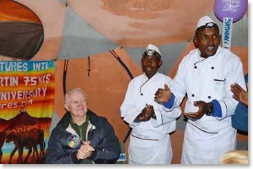 Then more singing.  This time the staff was singing resonant, happy folks songs of the Kilimanjaro region, as well as “Happy Birthday to You”.