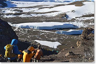 Descending  to the crater camp is a unique experience.