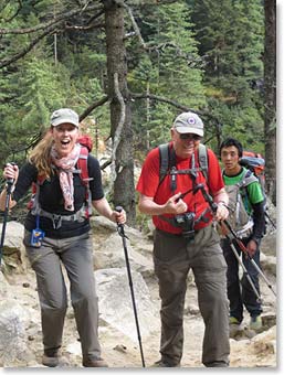 Tina and Jim on the trail.  Tina was having a great time hiking today and she proposed that our group theme song should be “The Road Goes on Forever and the Party Never Ends”