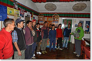 We have a great staff of guides, cooks, and porters.  Ang Temba introduced some of the staff before we started out on the trail our first morning.
