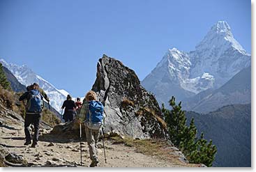 After we left the school we began what many consider to be the most beautiful mountain walk in the world.  Ama Dablam was before us the entire way.