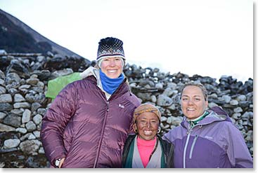  Tina, Nim Phuti, and Lauren at the Zopikos’ feeding time, at 6:30 this morning.