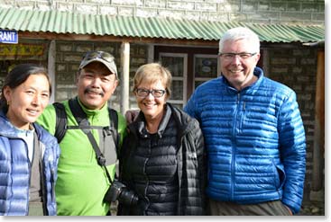 Jim and Sharon had a wonderful two days staying with Yangzing at Highland Sherpa Resort.  Sharon's eye is fine now and she is enjoying lodge life at 13,100 feet above sea level.