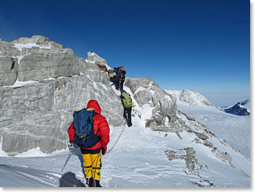 Climbing near the summit