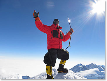 Vaughan at the summit of Mt. Vinson