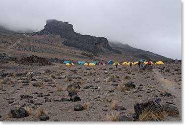 Lava Tower Camp in cloudy conditions