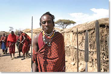 A young Maasi male with his protective spear against predators