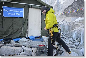 Steve gearing up for the Icefall