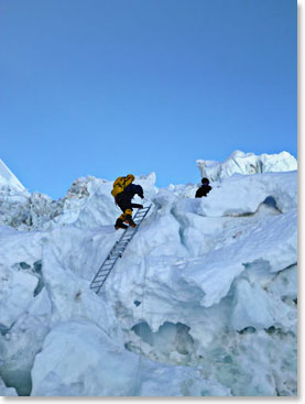 Daniel topping out on one of the ladders that we crossed today