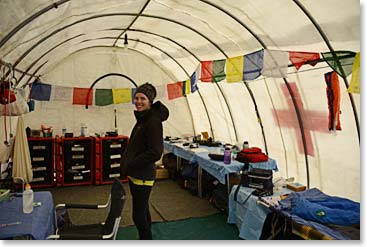 Katie Ross visiting ER clinic before leaving to Lukla