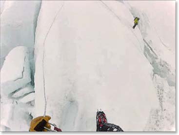 In the icefall on our way down
