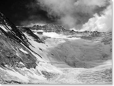 Our impressive view of the Lhotse face.... we will be climbing this on our next trip up.