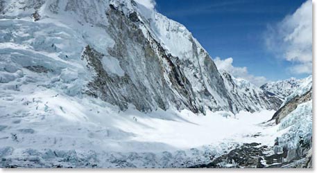 View of “the Valley of Silence,” or the Western Cwm on the Lhotse face