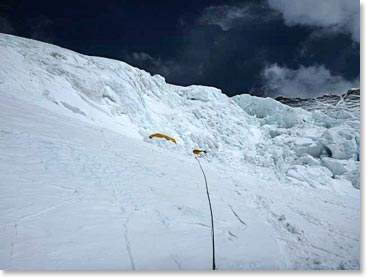 Camp III, perched on a ledge at 24,500ft/7,315m