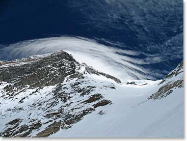 We will keep our eyes on the weather forecasts and on the summit. Hopefully we won't see any of these lenticular clouds which indicate high winds!