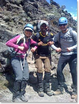 The team with Emmanuel on the trail