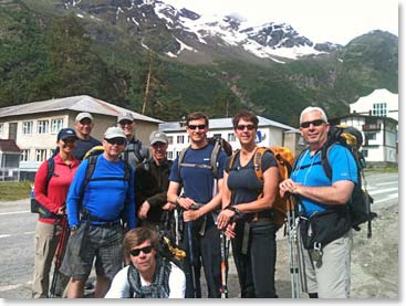 We left the village of Terskol, elevation 2,200 meters, at 9:40 AM for our first day of hiking.