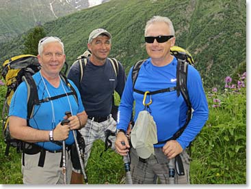 Tim, BAI guide Vladimir Bakhmutov (from Ukraine) and Chuck pause along the trail.
