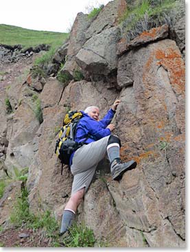 Tim decided to try a little rock climbing.