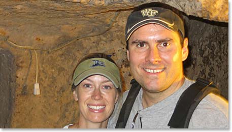 Lexa and Evan inside the underground city, a great way to spend their first day with the family in Turkey!