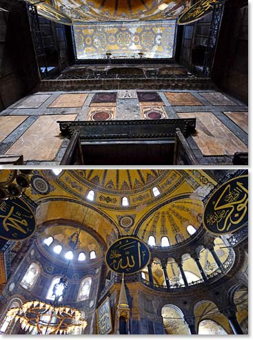 The design on the inside and outside of the Hagia Sofia demonstrates the periods in history this building has survived.