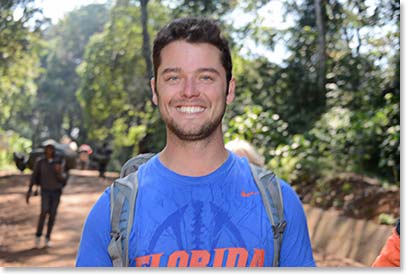 Landon at trail’s end:  No more hiking or climbing, and only 24 hours from the summit of Kilimanjaro.