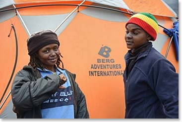 Berg Adventures has two female staff members along on this trip, Rehema and Grace.