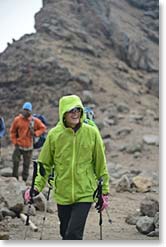 Our climb was successful, we made it all the way to Arrow Glacier; here’ Betsy arriving