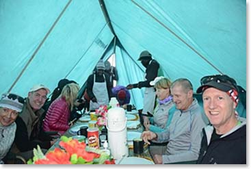 Barry and the rest of the team sit down for lunch at the top