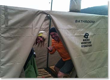 It was raining when we returned to Barranco, but that did not stop us from enjoying showers.  Nancy and Greg though that it would be more fun to shower together!
