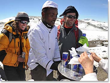 BAI treat, climbers always enjoy the Red Bull at Stella Point