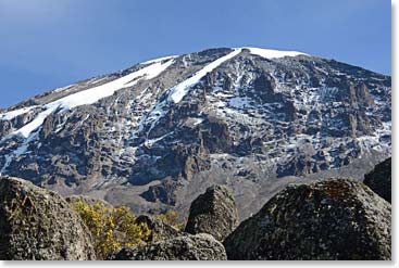 Our Mountain:  On the first days of our Kili Climb we had clouds and rain, but the mountain got clear for us as we reached higher elevations.