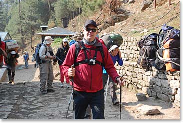 Jim Allen ready to begin a full day of trekking!