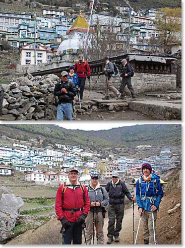 The team departing Namche