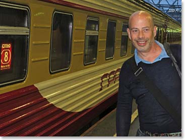 Neil boarding the train