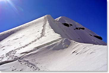 Looking up towards the summit