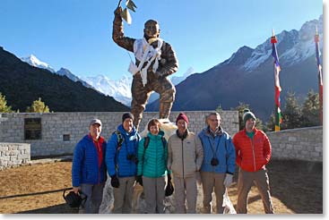 Team at the Tenzing Norgay memorial 