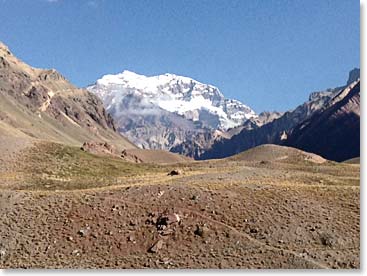 Our first glimpse of Aconcagua