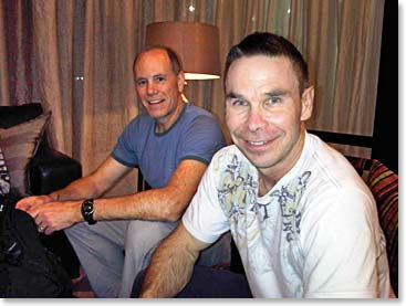 Rob and David relaxing after long flights