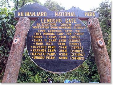 Arriving at the Lemosho gate
