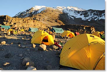 Leaving our high camp to the summit during the day. What a treat! 