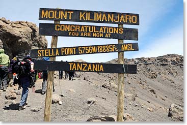 We first arrived at Stella Point at 5,756m (18,885ft.)