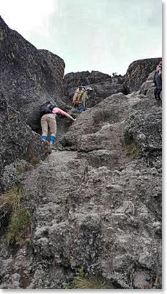 Barbara climbing the Barranco wall