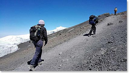 Barbara taking her last few steps to the summit