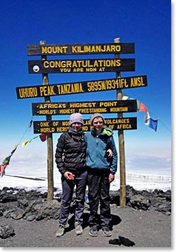 Barbara and William reach the highest point in Africa: Uhuru Peak
